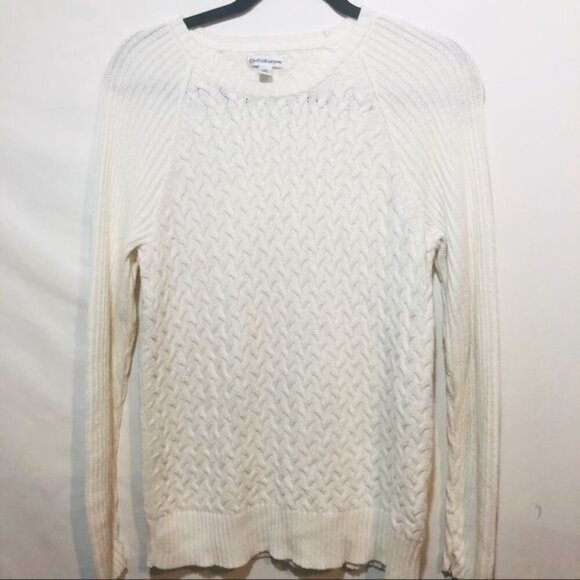 Croft and Barrow Women's Cable Knit Cotton Sweater Cream Size M - Picture 4 of 7